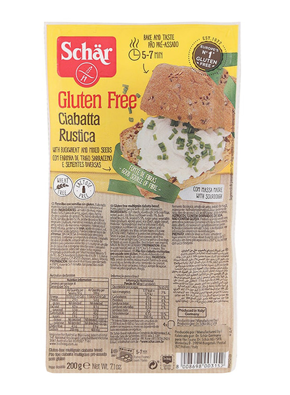 Schaer Gluten Free Ciabatta Rustica, 1 Piece x 200g