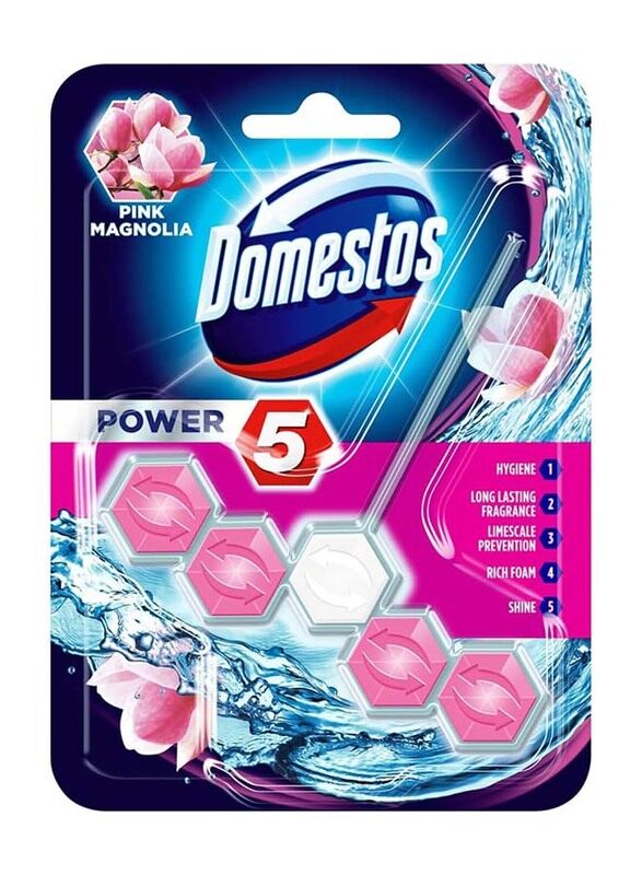 Domestos Pink Mangolia Power 5 Toilet Rim Block, 55g