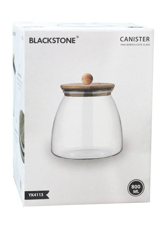 Blackstone 2-Piece Glass Jar Storage Bottle Canister with Bamboo Lid, 800ml, YK4113, Beige