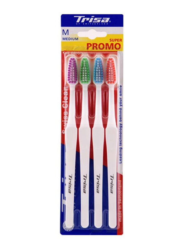 

Trisa Swiss Clean Toothbrushes, Medium, 4 Pieces