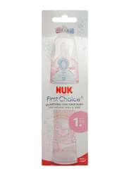 Nuk First Choice Plus Feeding Bottle, 300ml, 0-6 Months, Pink/Clear