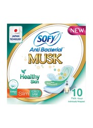Sofy Slim Anti Bacteria Musk Sanitary Pads, 10 Pads