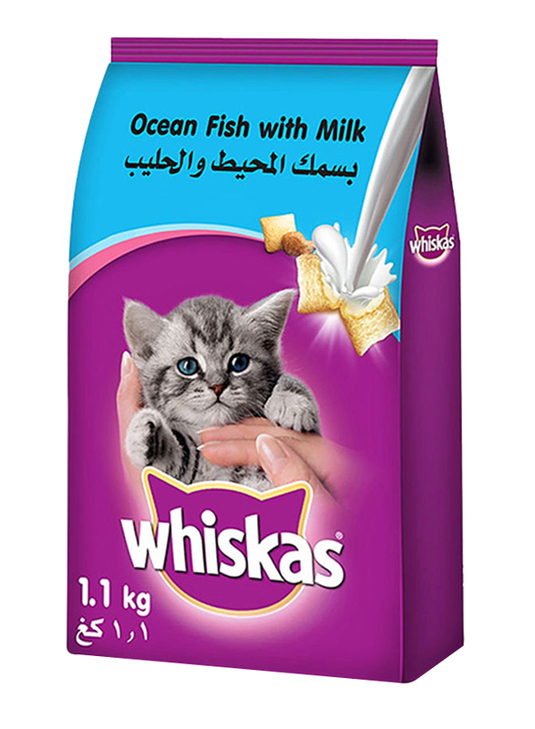 ويسكاس اوشن سمك مع حليب طعام جاف للقطط ، صغير 2-12 شهر ، 1.1 كغ