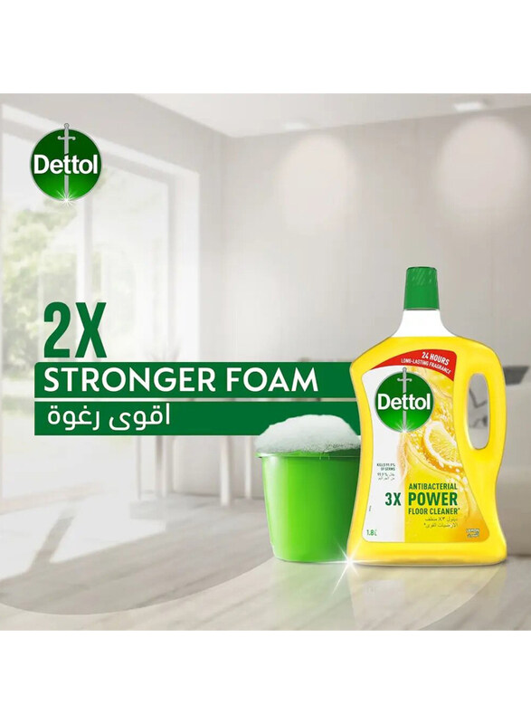 Dettol Lemon Antibacterial Power Floor Cleaner, 2 Bottle x 1.8 Liters