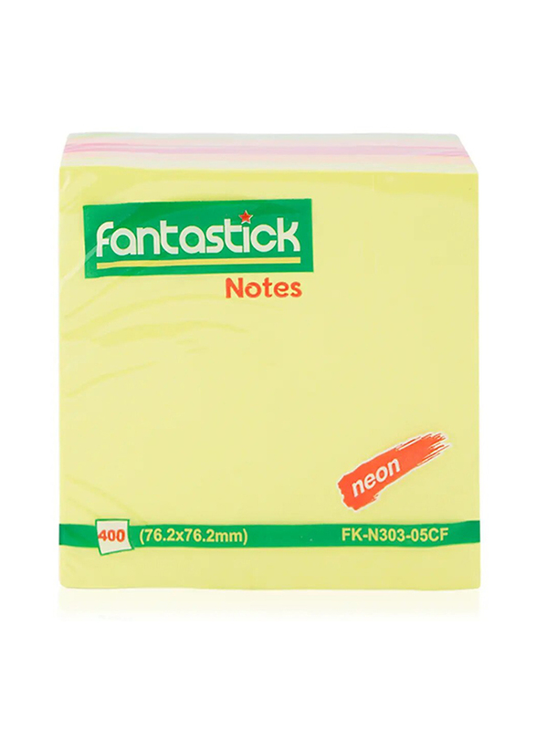 Fantastick Removable Self-Stick Notes - Neon, 400 Pieces