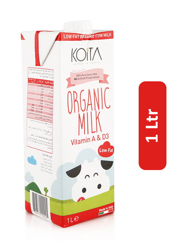 Koita Low Fat Organic Cow Milk, 1 Liter