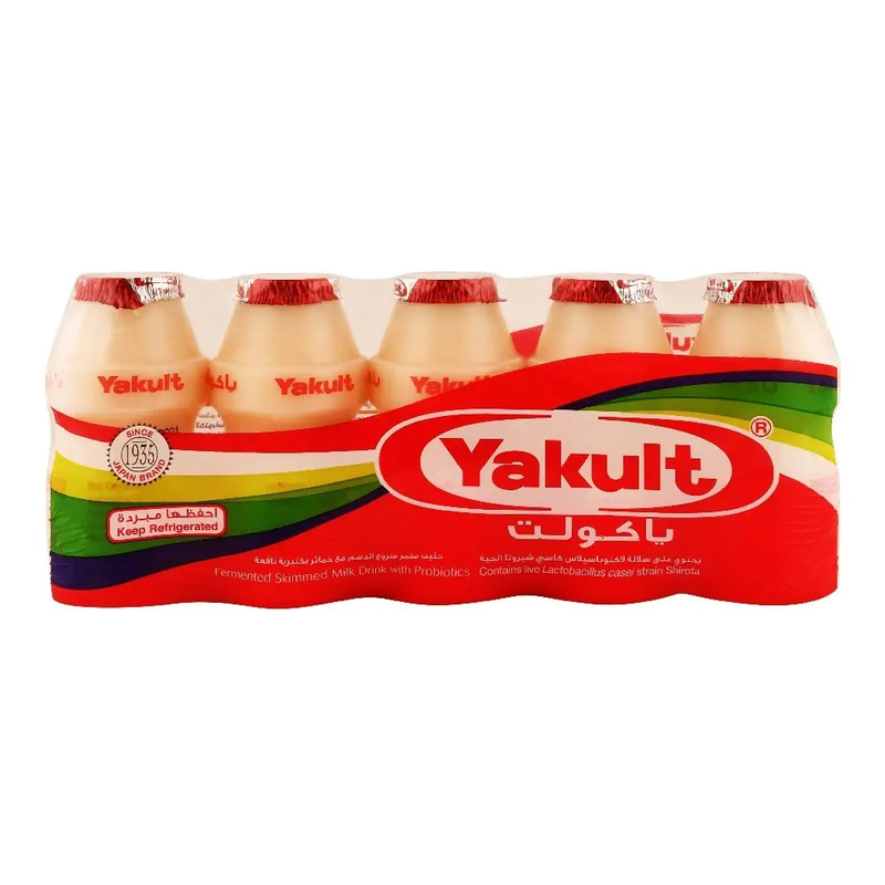 Yakult Non-Fat Probiotic Skimmed Milk Drink, 5 x 80 ml