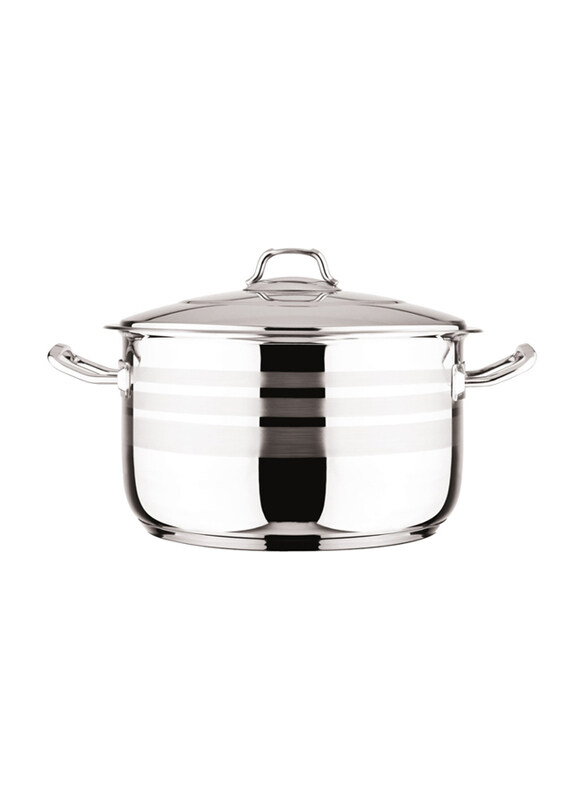 

Sofram 40cm Round Stainless Steel Grand Deep Casserole with Lid, Silver