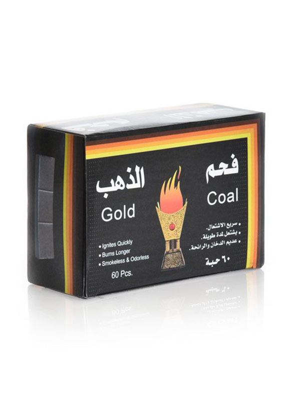 GC 60-Piece Gold Coal Bakhoor Charcoal, Black