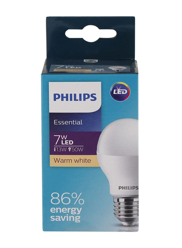 Philips Essential 7W E27 3000K LED Bulb, Warm White