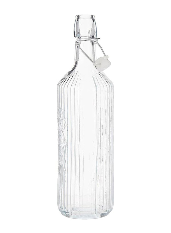 Sunray Striped Round Bottle, 1000ml, Clear