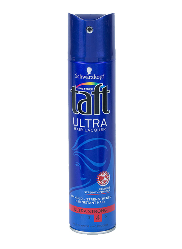 Taft Ultra Strong Hair Spray for All Hair Types, 250ml