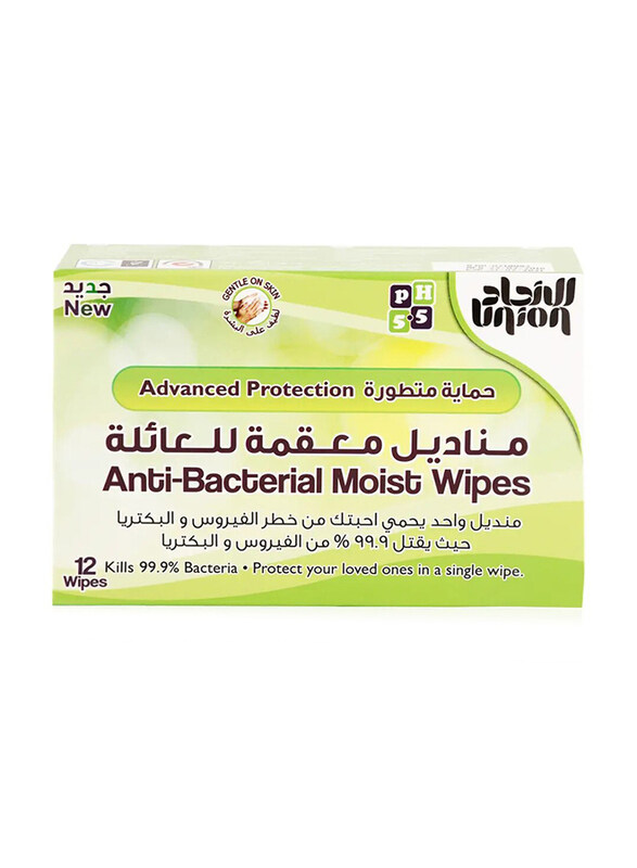 

Union Advanced Anti Bacterial Moiset Wipes, 12 Sheets