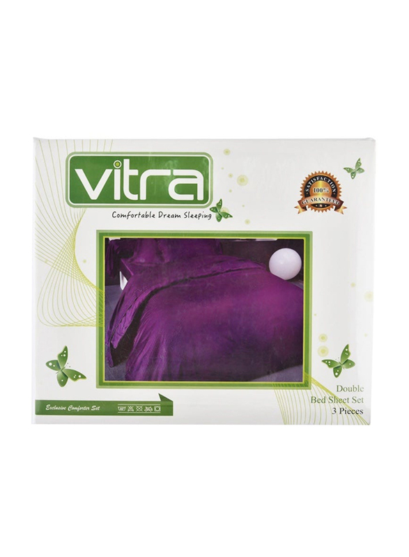 Vitra Double Bed Sheet Set, 3 Pieces, Purple