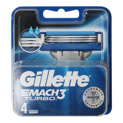 Gillette Mach 3 Turbo Razor Blades, 4 Pieces