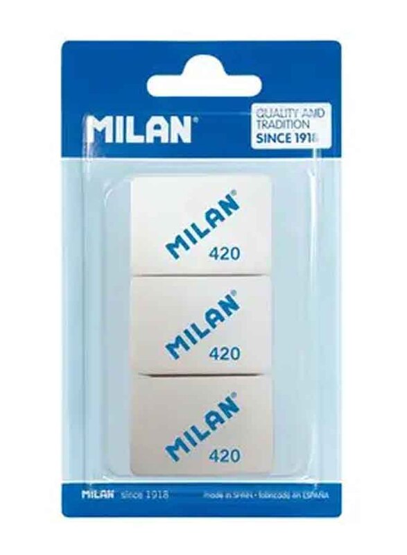 Milan Synthetic Rubber Eraser, 3 Pieces