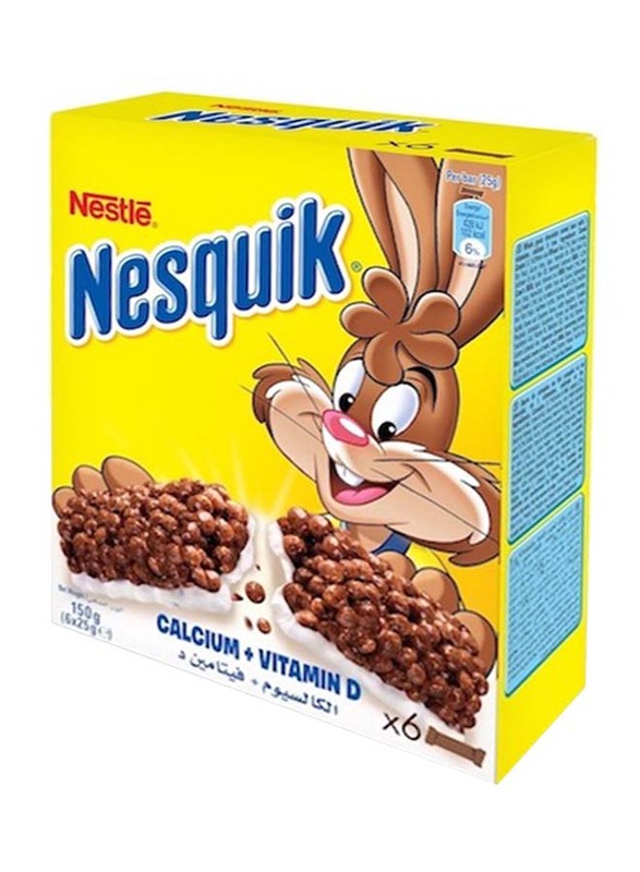 Nesquik Nestle Chocolate Breakfast Cereal Bar, 6 Bars x 25g