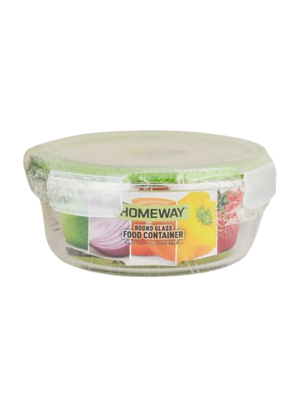 Homeway Round Glass Food Container, HW-3405, 950ml, Clear/Green