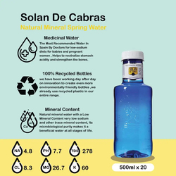 Solan De Cabras Mineral Water Pet Premium Drinking Water, 20 x 500 ml