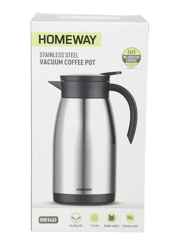 Homeway Vacuum Coffee Pot, 1L, Silver/Black