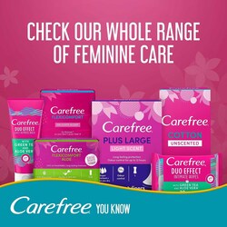 Carefree Cotton Feel Perfume Free Panty Liners, 100 Piece