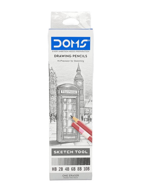 Doms Drawing Pencils Kit Pencils, 6 Pieces, Grey