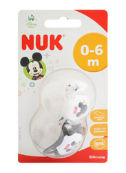 Nuk 0-6 Months Silicone  Mickey Mouse Size 1 Soother 2 Pieces, Multicolour