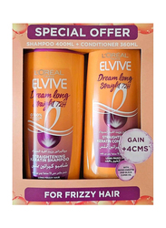 Loreal Paris Elvive For Frizzy Hair Shampoo and Conditiner, 400 + 360ml, 2 Pieces