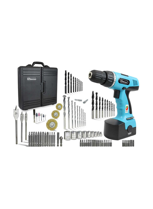 Namson Cordless Drill With Case & Accessories Set, 18V, Cdr103An, Multicolour