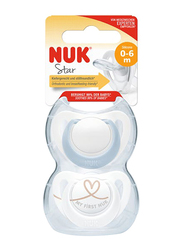 Nuk So Silicone Star Teethers, 2 Pieces, 0-6 Months, Multicolour