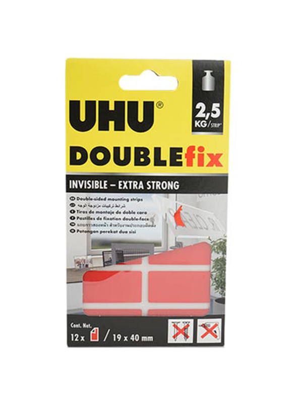 UHU Double Fix Mounting Strips - 12 Pieces