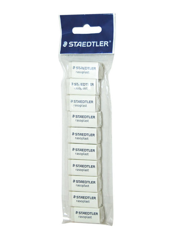 Staedtler 10-Pieces Rasoplast Eraser Set, 526 B40, White