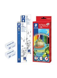 Staedtler C35 Norica 12 Pencils + Luna 12 colors + Eraser Set, Multicolour