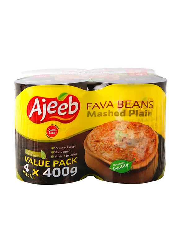 

Ajeeb Fava Bean Mashed Plain, 4 x 400 G