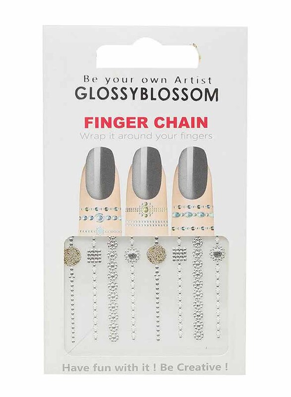 Glossy Blossom Finger Chain Nail Stickers, Multicolour