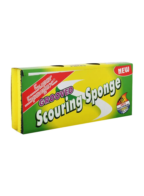 

Super Spongex Grooved Scouring Sponge, Yellow/Green