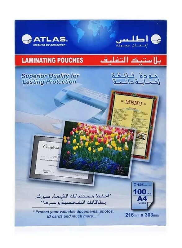 

Atlas Clear A4 Size 125 Micron Laminating Sheet, 100 Sheets
