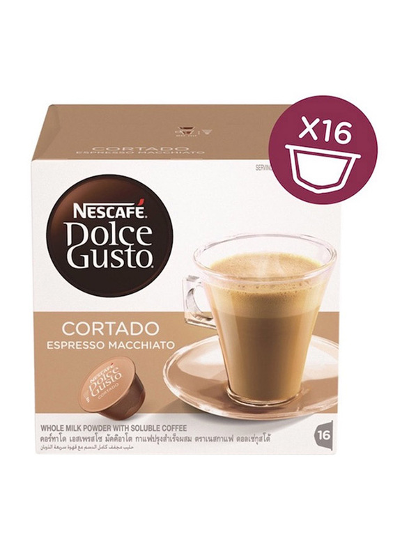 Nescafe Dolce Gusto Cortado Espresso Macchiato Coffee, 16 Capsules x 6.3g