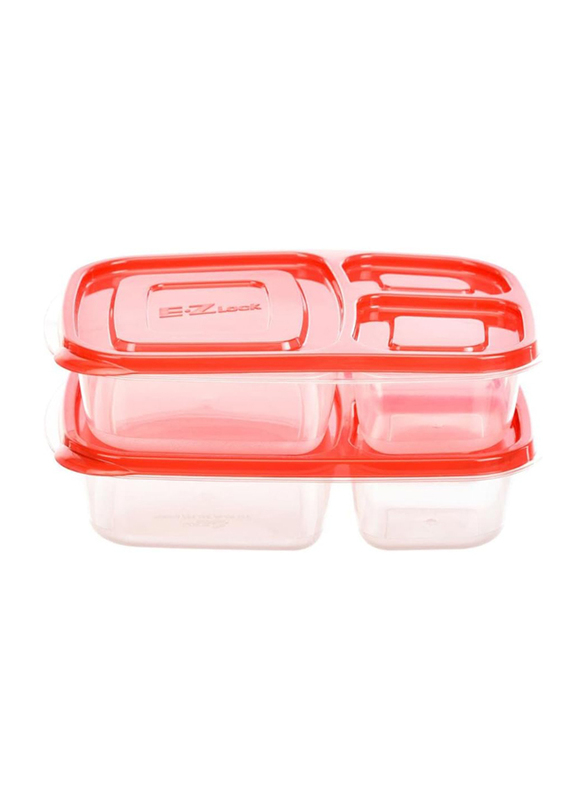 Lock & Lock E-Zlock Rectangle Container, 965ml, 2 Pieces, HLE7504, Red