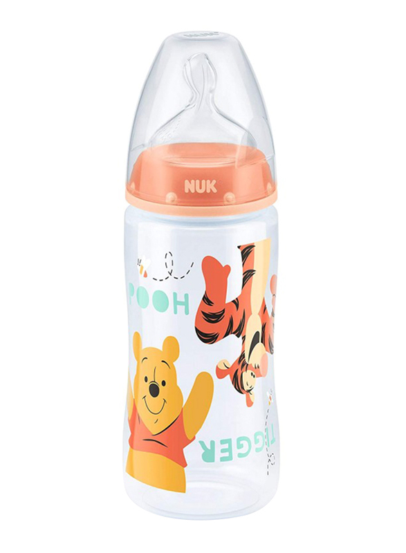 Nuk 300ml First Choice Winnie Plastic Feeding Bottle for Babies, Orange