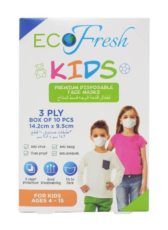 Eco Fresh Premium Disposable Face Masks, 10 Pieces