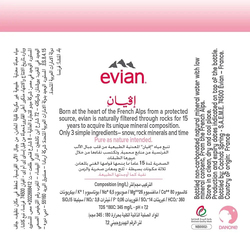 Evian Natural Mineral Water, 12 x 1 Litre