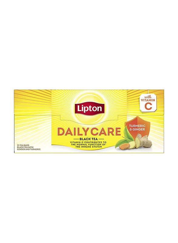 

Lipton Daily Care Ginger & Turmeric Flavoured Black Tea, 25 Tea Bags