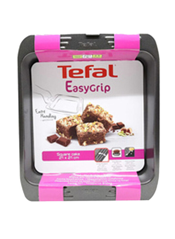 

Tefal 21cm Easy Grip Gold Square Cake Pan, 21 x 21cm, J1625245, Black