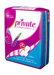 Fam Private Natural Cotton Feel Tri Fold Sanitary Pads, 30 Pads