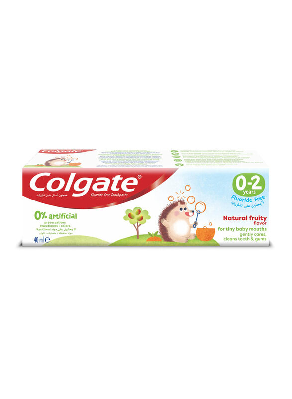 

Colgate Kids Toothpaste Natural Fruity Flavour, Baby Toothpaste 0 - 2 years, 0% Artificial Preservatives, Fluoride - free - 40ml