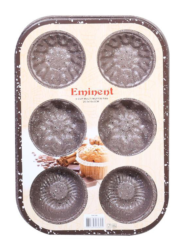 Eminent 6-Cup Rectangular Carbon Steel Multi Muffin Pan, Multicolour