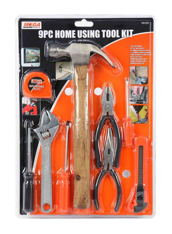 Mega 9-Piece Home Tool Kit, Multicolour