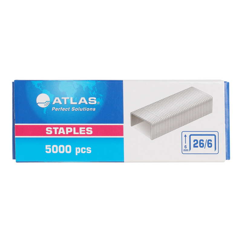 

Atlas Staples Pin Box, 26/06mm, 5000 Pieces, Silver