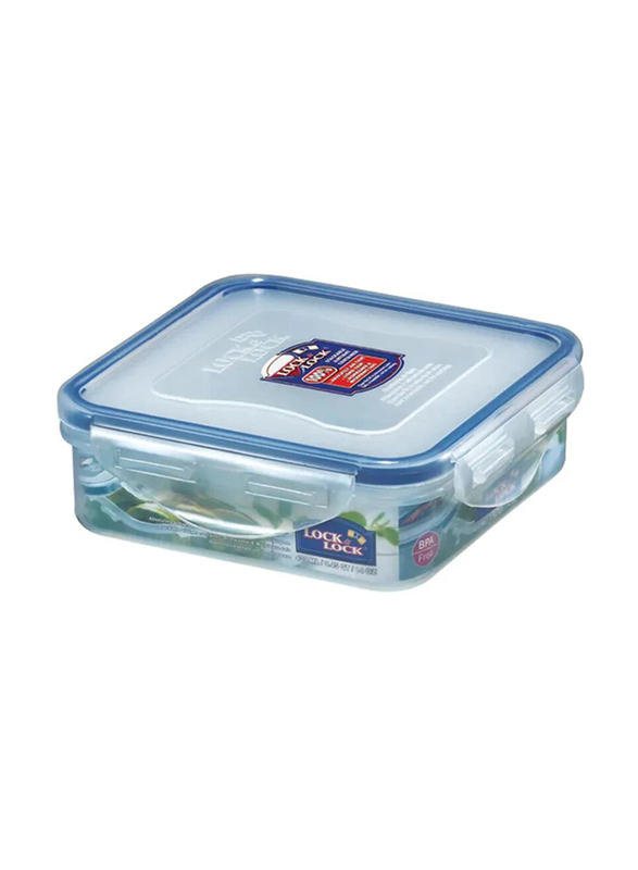 Lock & Lock Rectangle Food Container, HPL852, 430ml, Clear/Blue